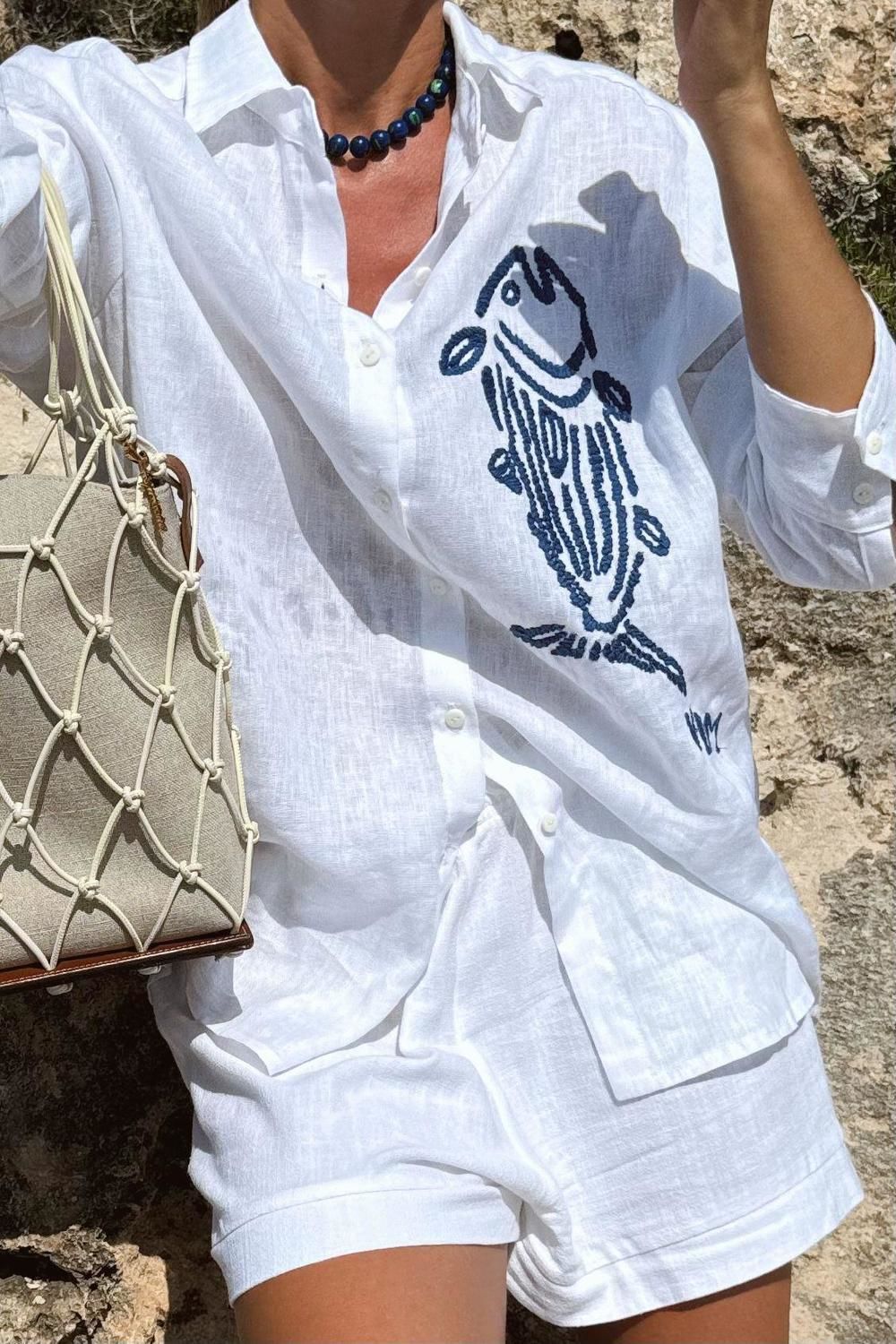 Camisa Bordada Fish
