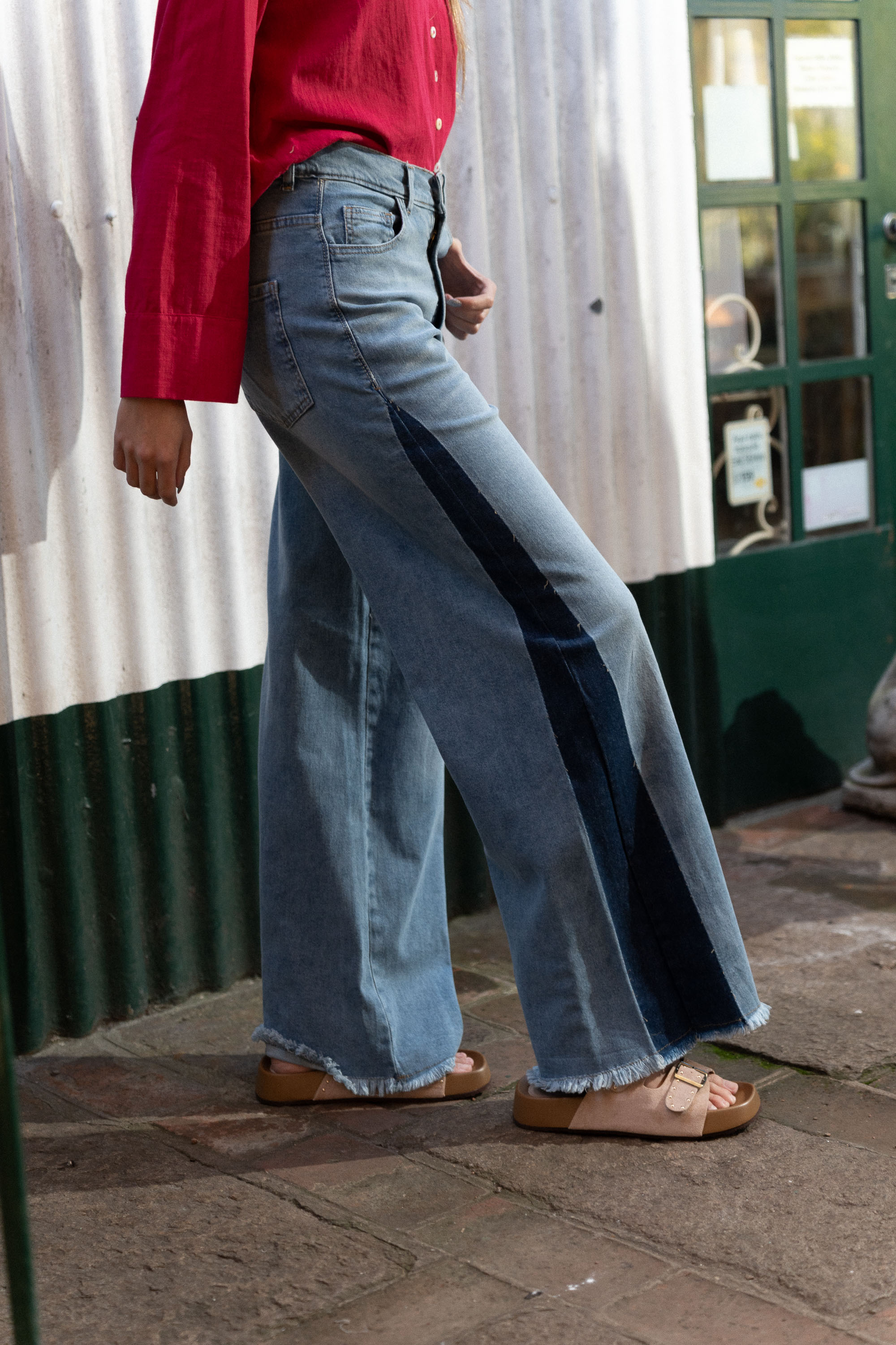 Jean wide leg patch