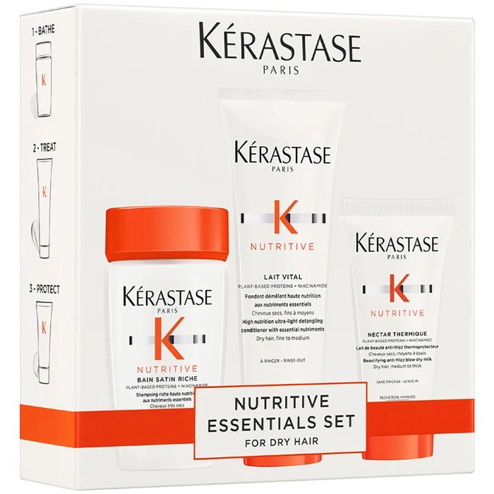 Pack de mini tallas Nutritive Bain 80ml + Lait Vital 75ml + Nectar Termique 50ml KERASTASE